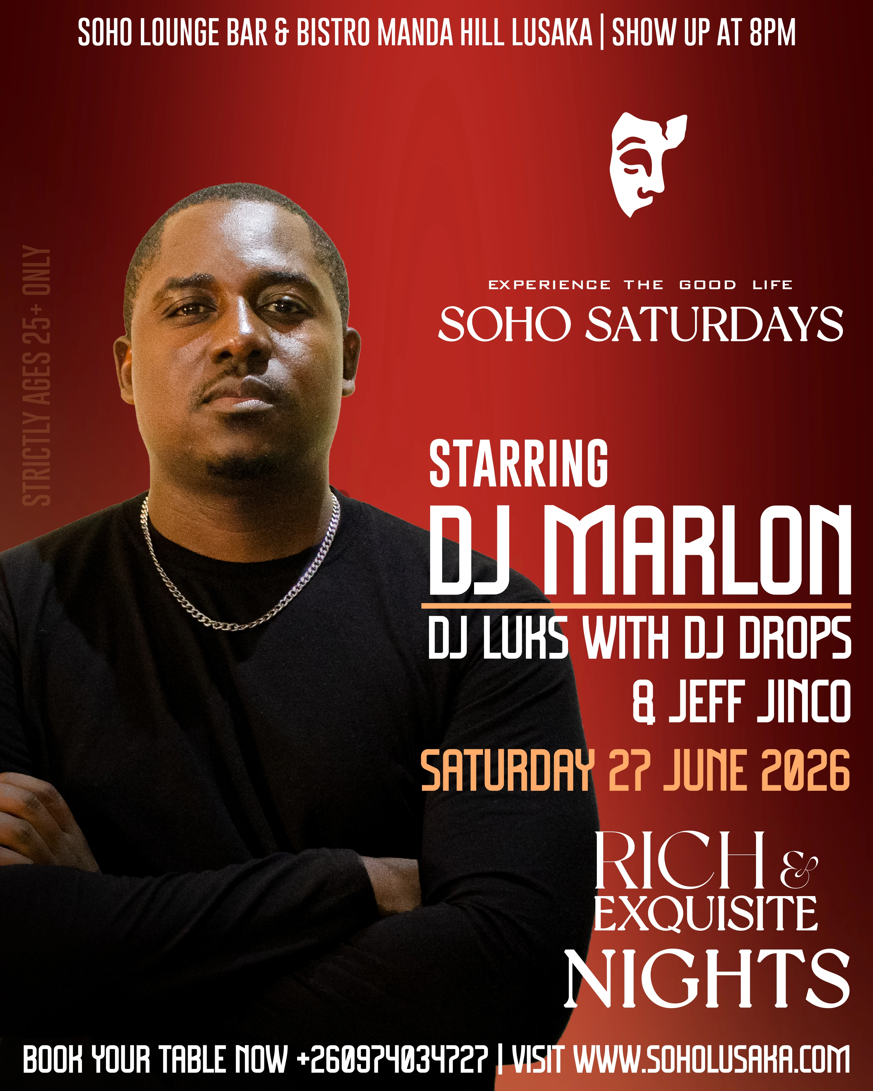 SOHO Lounge event poster for Rich & Exquisite Nights